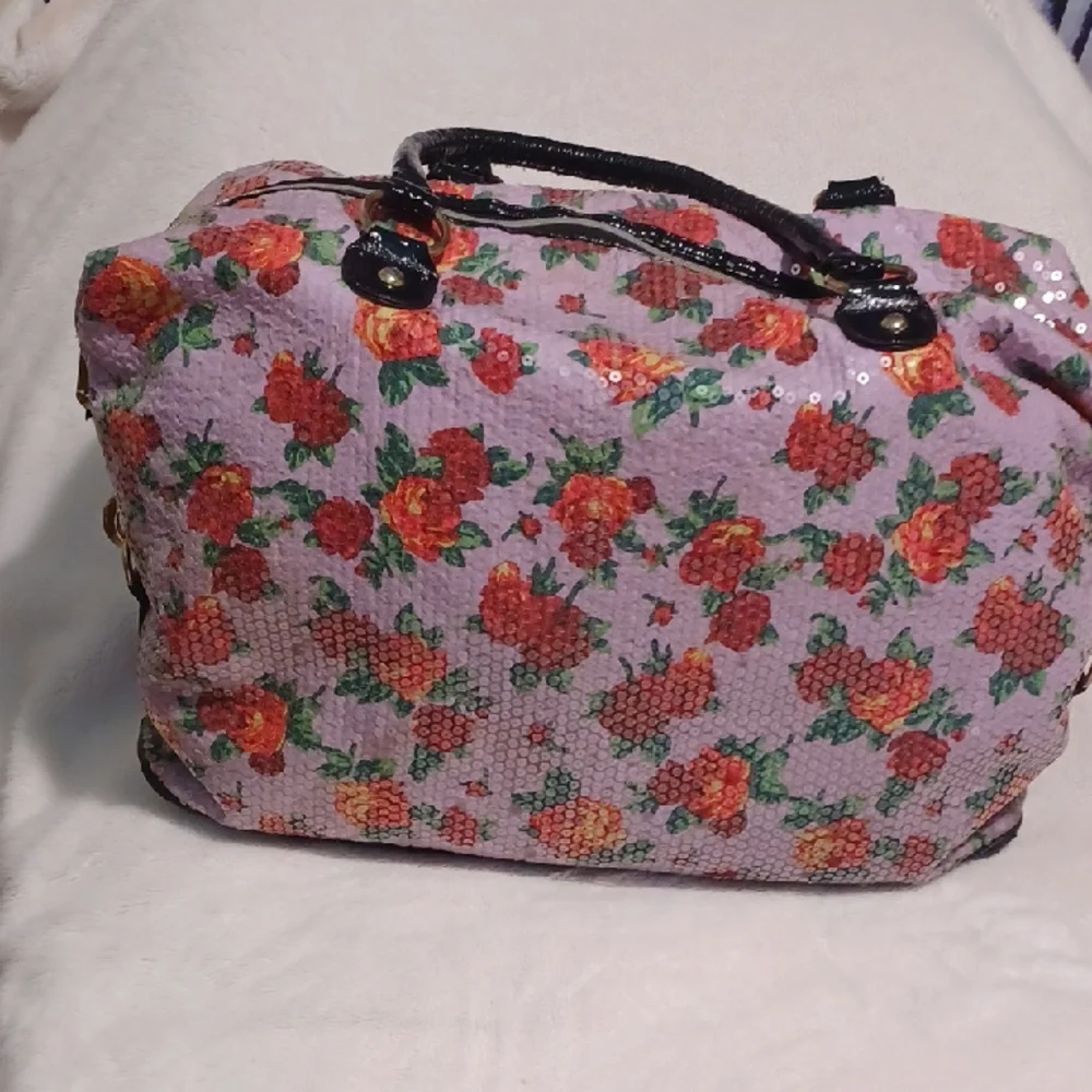 Betsey Johnson Purple and Red Travel Bag Floral Design - Picture 4 of 16